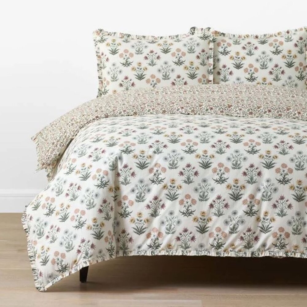 Garden Patch Reversible Garment Washed Cotton Percale Multi, King/Cal. King